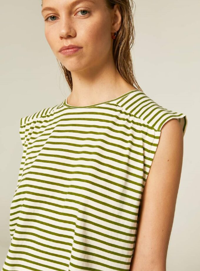 Λαδί ριγέ t-shirt lovebyhands.gr