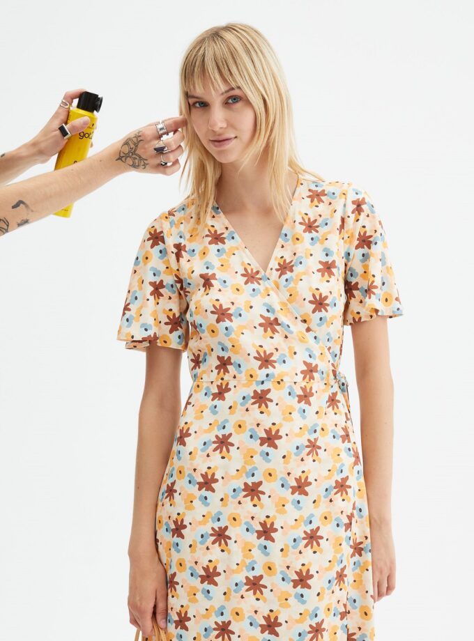φόρεμα Floral print midi wrap dress love.sinnefo.cloud