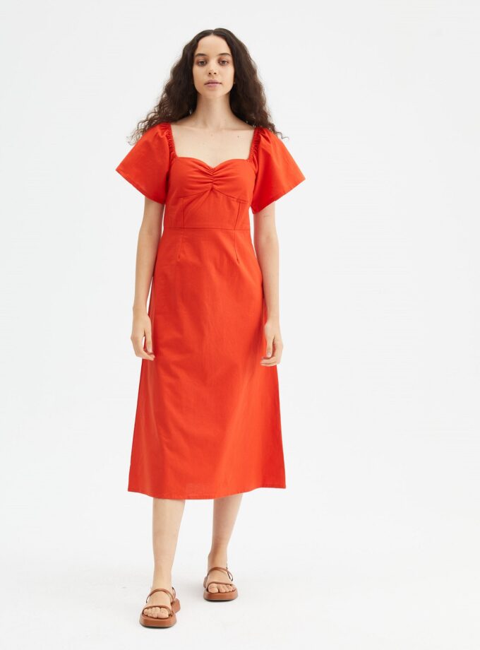φορεμα Red flared-cut fitted dress love.sinnefo.cloud