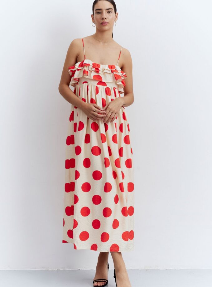 Red Dots Long Dress love.sinnefo.cloud
