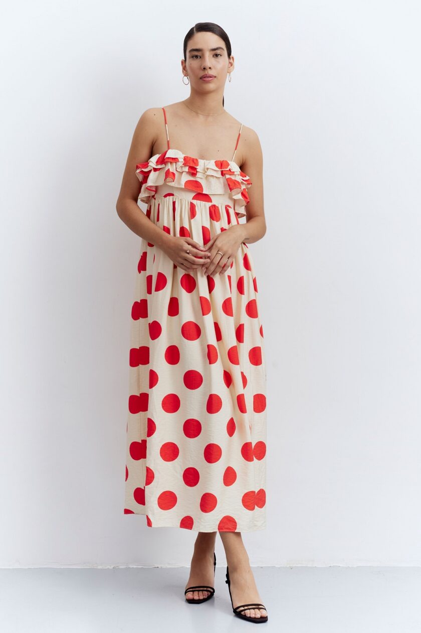 Red Dots Long Dress love.sinnefo.cloud
