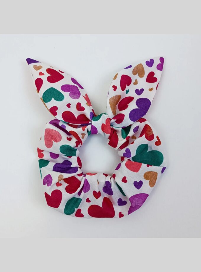 Bunny scrunchie (Multicolour Hearts) love.sinnefo.cloud