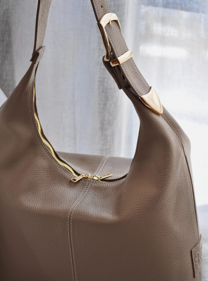 Serena Tote Bag - Taupe Leather love.sinnefo.cloud