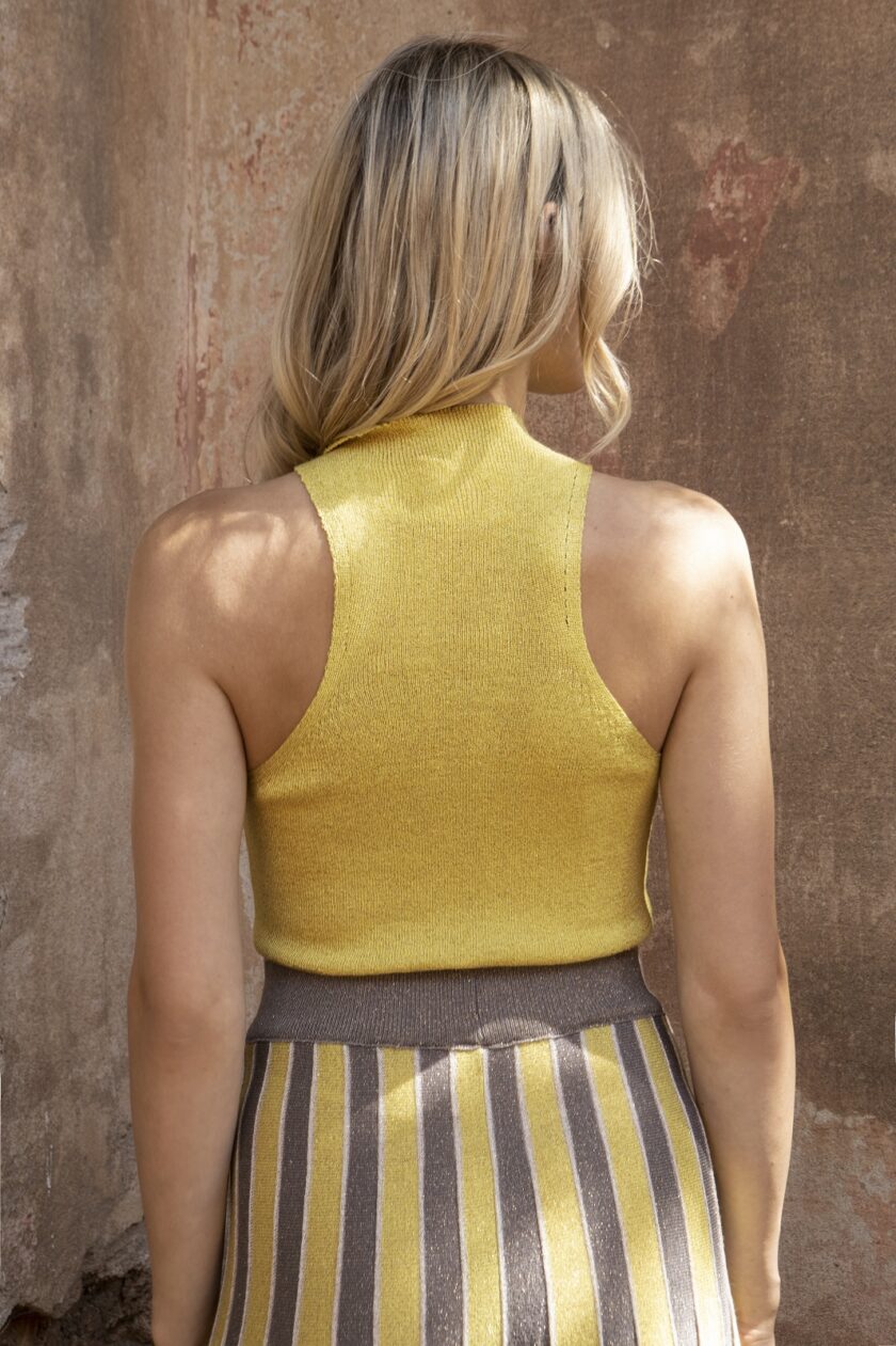 Lurex ribbed αμάνικο κοντό τοπ love.sinnefo.cloud