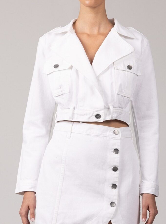 Melanie White Denim Jacket lovebyhands.gr