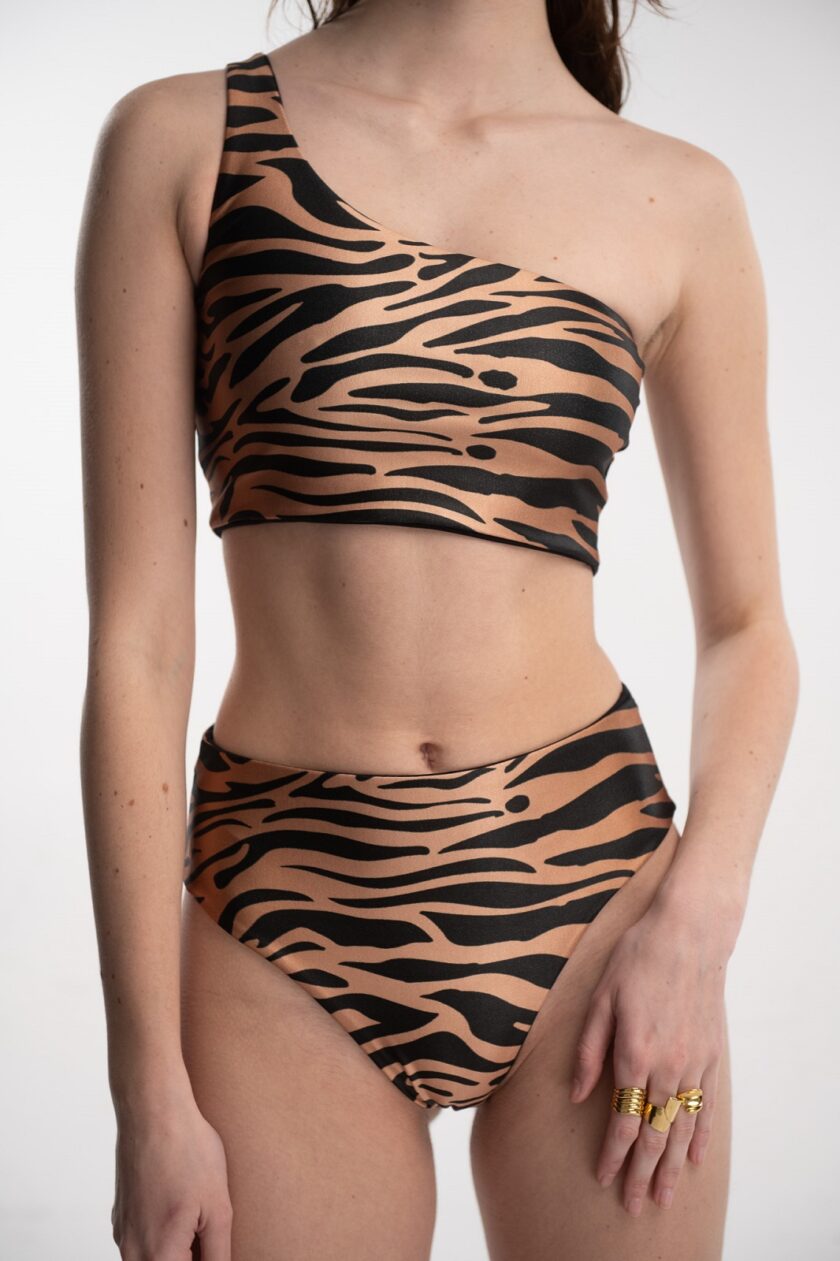 One Shoulder Bikini (Zebra Onyx) love.sinnefo.cloud