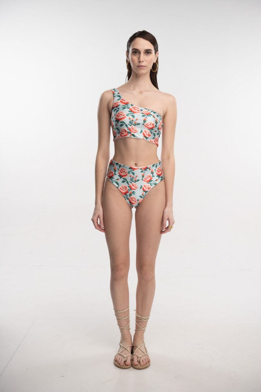 Pixie Roses Cyan Bikini One Shoulder love.sinnefo.cloud