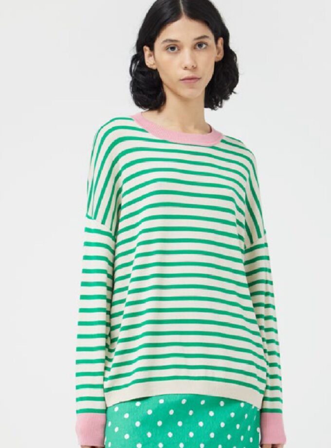 Green & White Stripes Jumper love.sinnefo.cloud