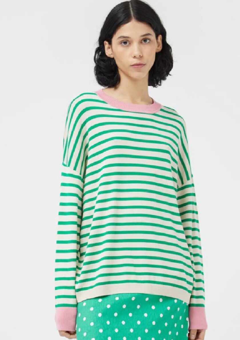 Green & White Stripes Jumper love.sinnefo.cloud