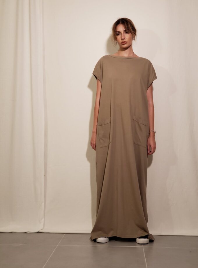 cotton maxi dress -beige love.sinnefo.cloud