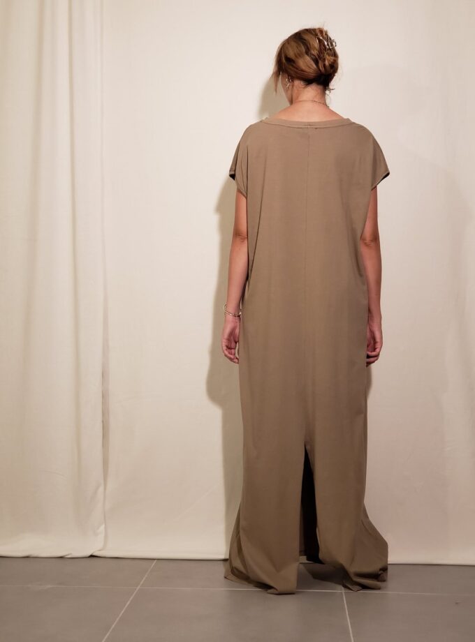 cotton maxi dress -khaki love.sinnefo.cloud