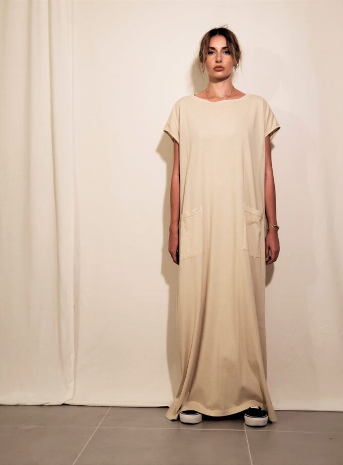 cotton maxi dress -cream love.sinnefo.cloud