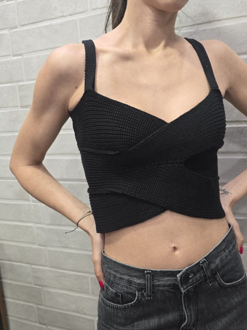 Βαμβακερό-lurex ribbed κοντό τοπ (Black) love.sinnefo.cloud