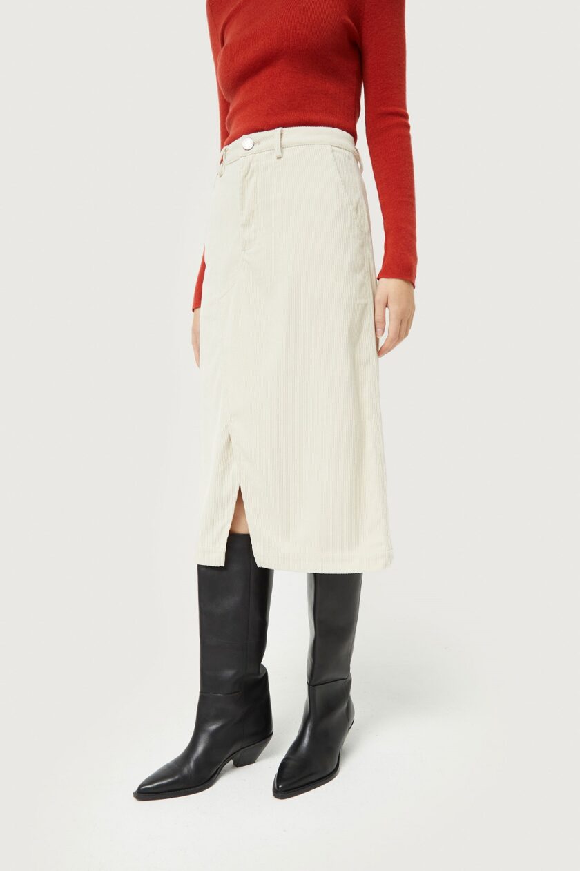 White corduroy midi skirt lovebyhands.gr