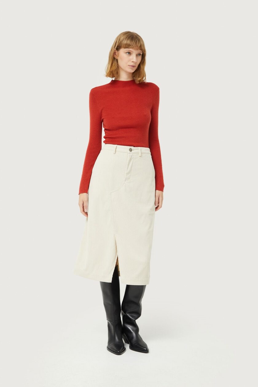 White corduroy midi skirt lovebyhands.gr
