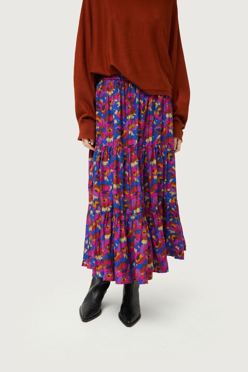 Dewberry Floral Print Midi Skirt lovebyhands.gr