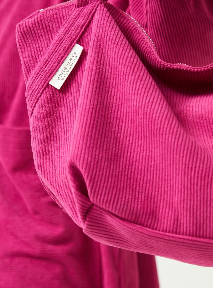 Fuchsia corduroy shoulder bag lovebyhands.gr