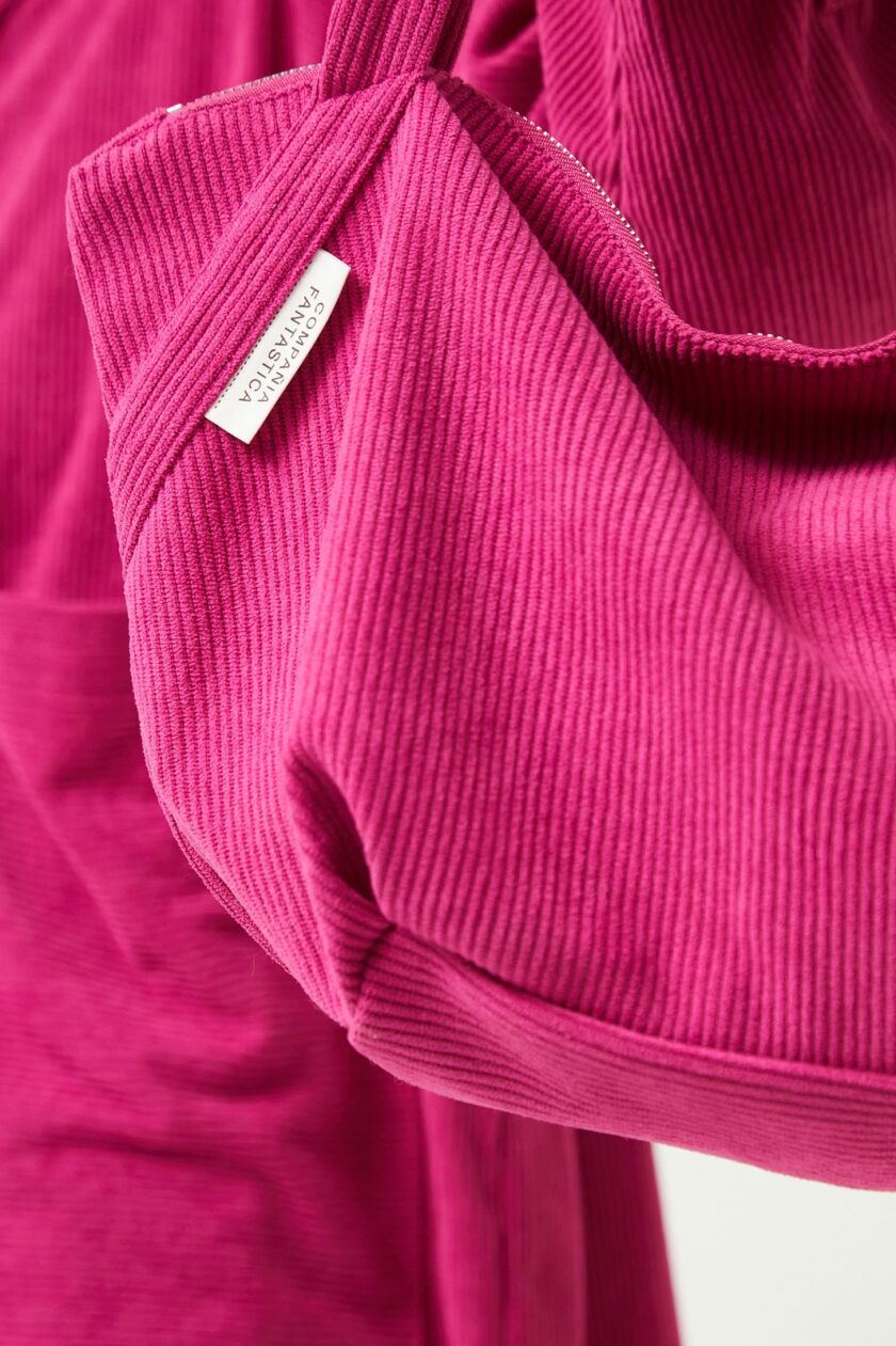 Fuchsia corduroy shoulder bag lovebyhands.gr