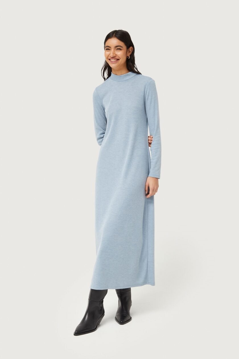 Long blue knit dress lovebyhands.gr