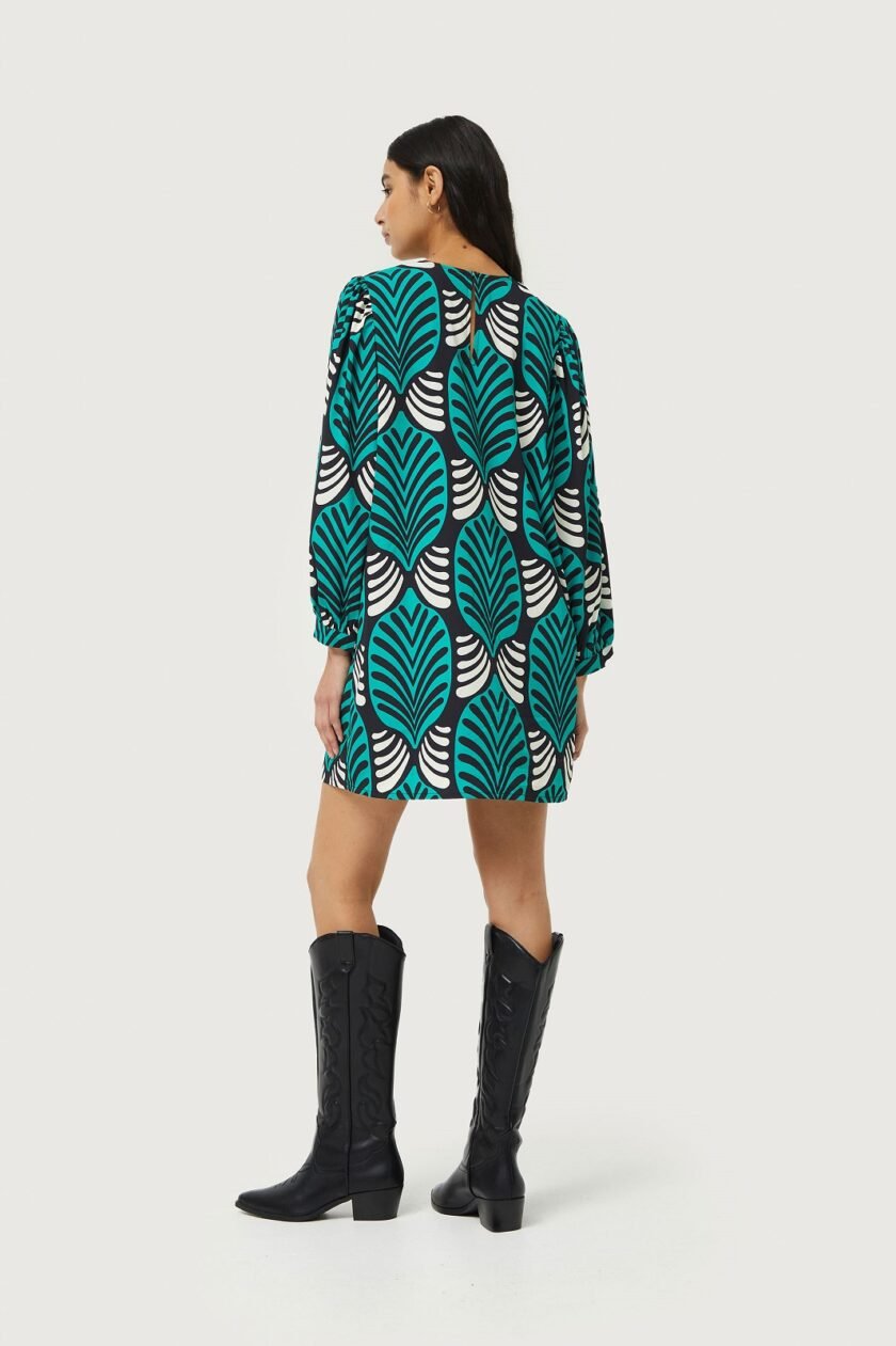 Short dress with large Brigitte print lovebyhands.gr