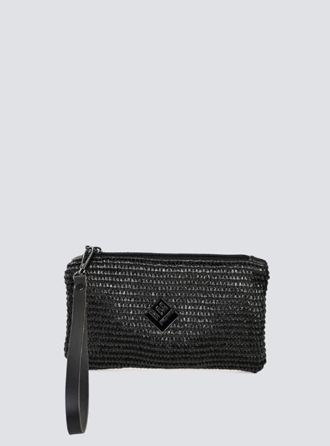 Purse Raffia - Black lovebyhands.gr