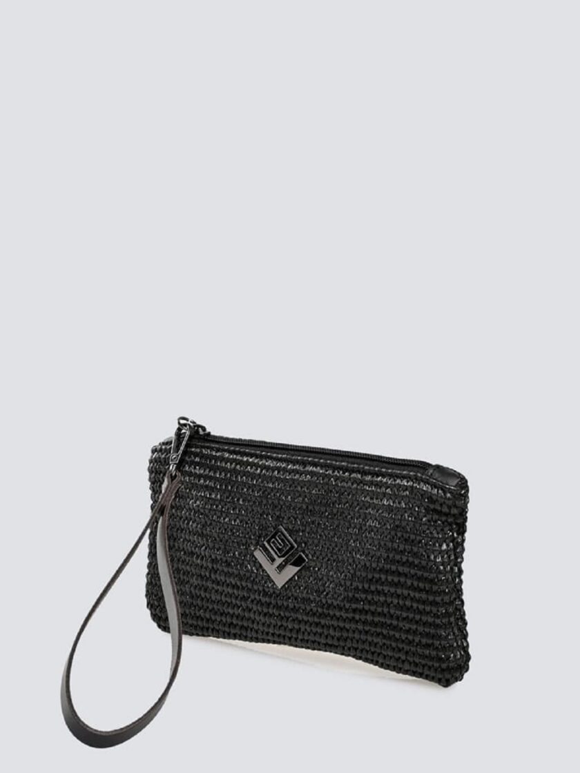 Purse Raffia - Black lovebyhands.gr