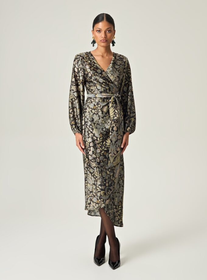 Golden Twilight Midi Wrap Dress lovebyhands.gr