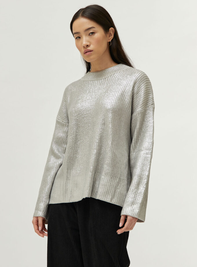 Silver coated knit sweater lovebyhands.gr