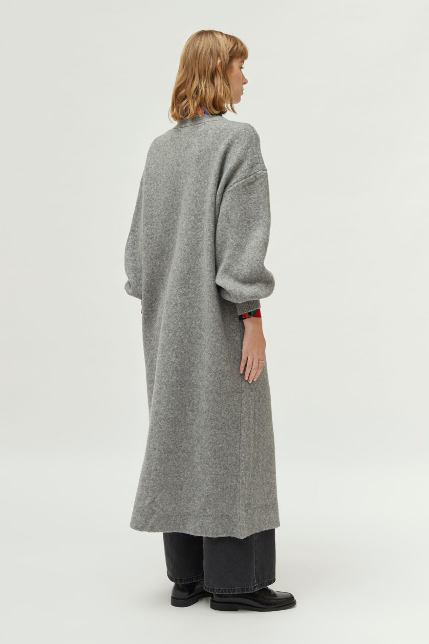 Long gray v-neck jacket lovebyhands.gr