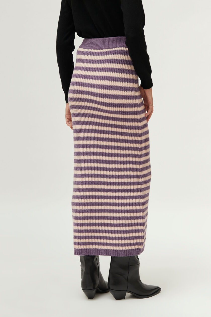 Long purple striped knit skirt lovebyhands.gr