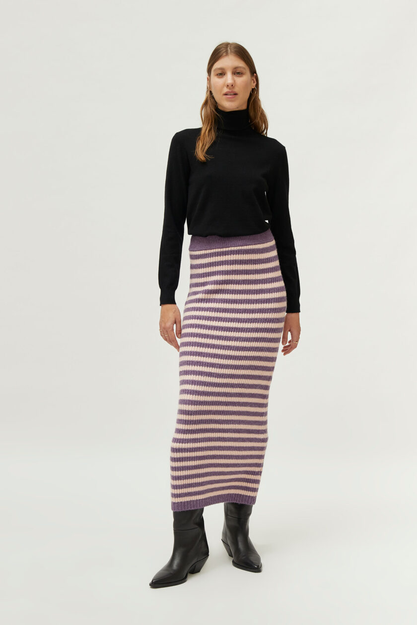 Long purple striped knit skirt lovebyhands.gr