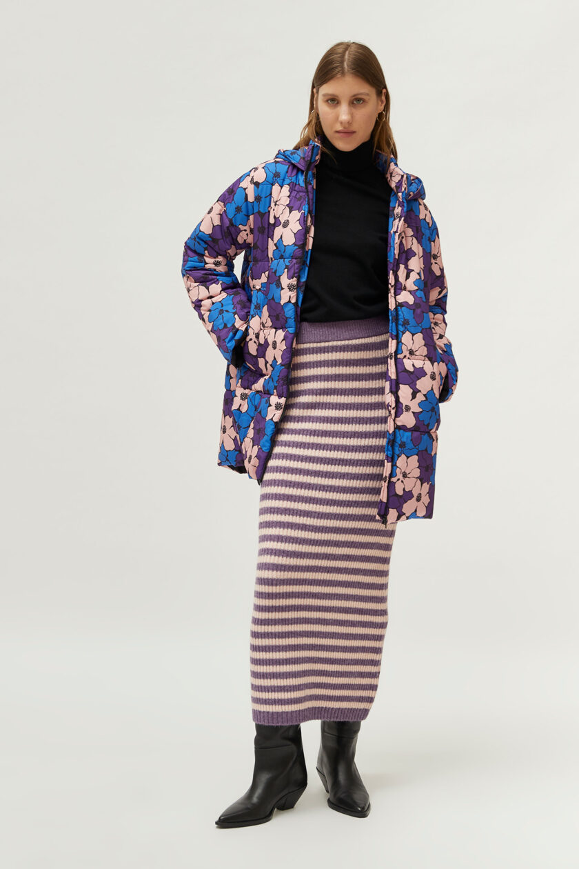 Long purple striped knit skirt lovebyhands.gr