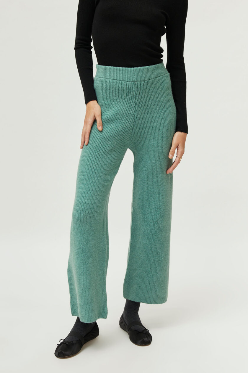 Wide green knit pants lovebyhands.gr