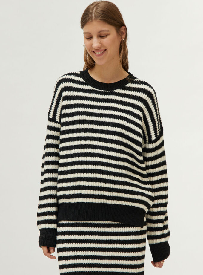 Black striped knitted sweater lovebyhands.gr