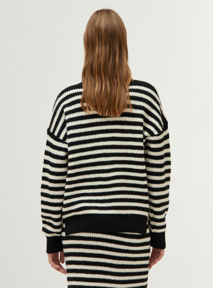 Black striped knitted sweater lovebyhands.gr