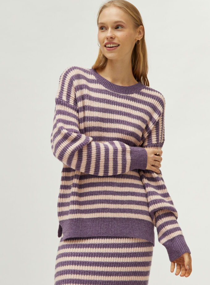 Purple striped knitted sweater lovebyhands.gr