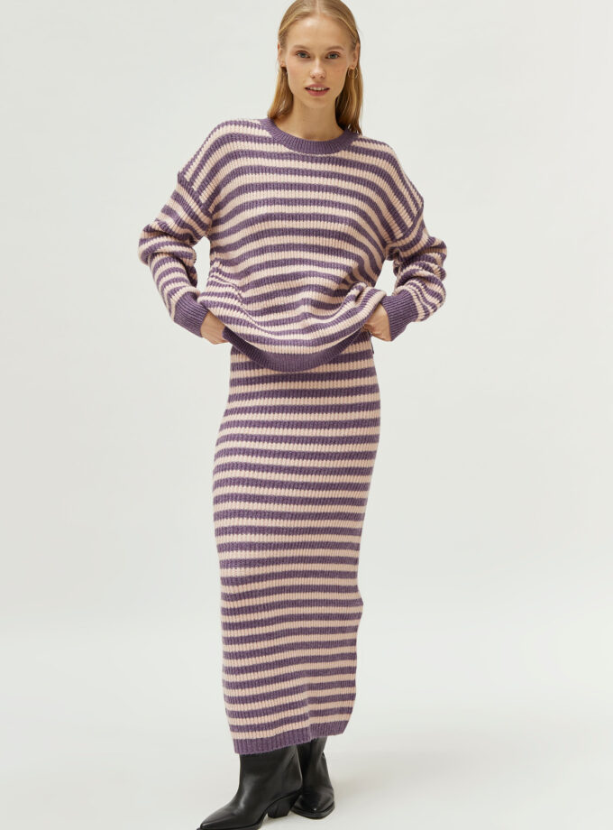 Purple striped knitted sweater lovebyhands.gr