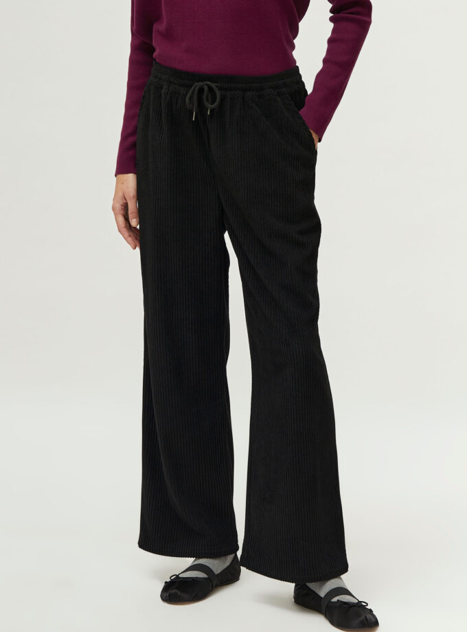 Black elastic waist corduroy pants lovebyhands.gr