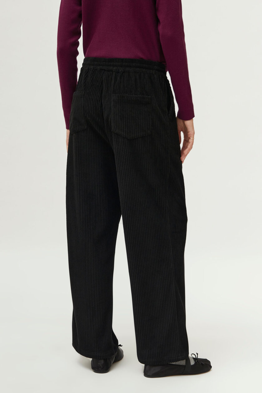 Black elastic waist corduroy pants lovebyhands.gr