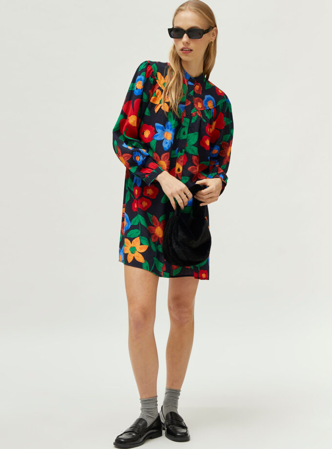 Multicolor floral print short dress lovebyhands.gr