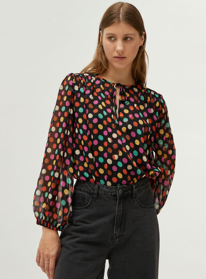 Multicolor polka dot print top lovebyhands.gr