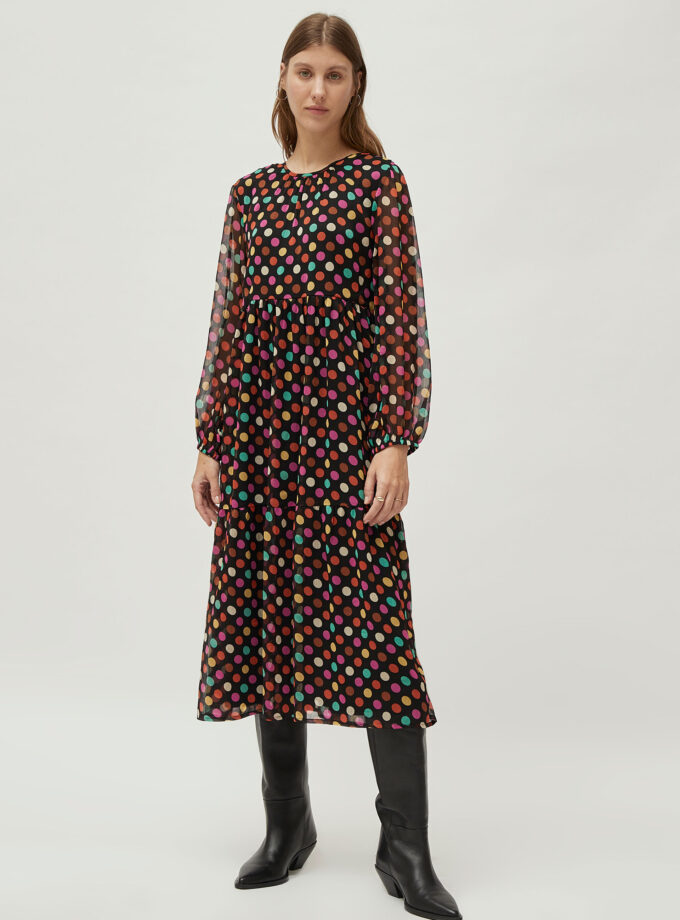 Multicolor polka dot printed long dress lovebyhands.gr