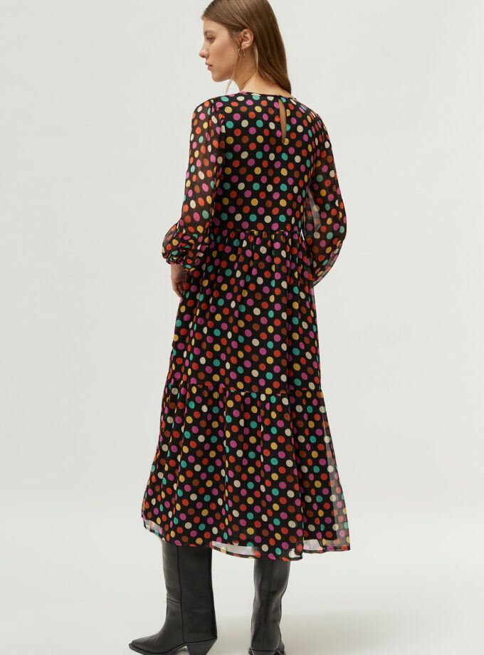 Multicolor polka dot printed long dress lovebyhands.gr