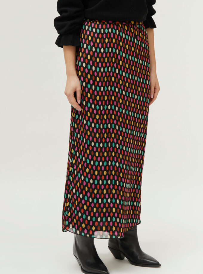 Multicolor polka dot print long skirt lovebyhands.gr