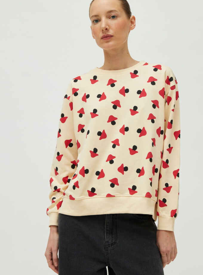 Beige mushroom print sweatshirt lovebyhands.gr