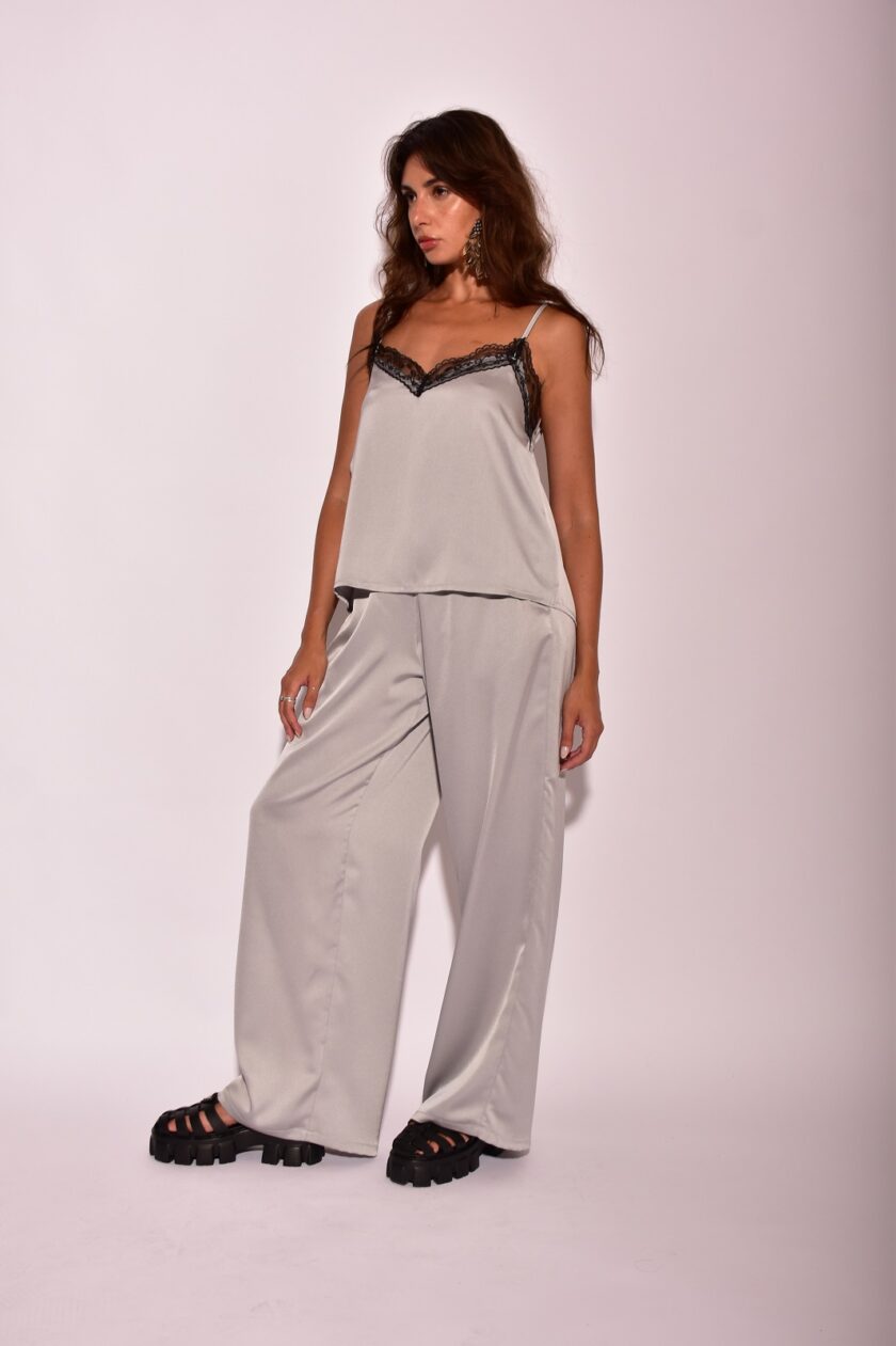 Anastasia Pants Saten Wide Leg lovebyhands.gr