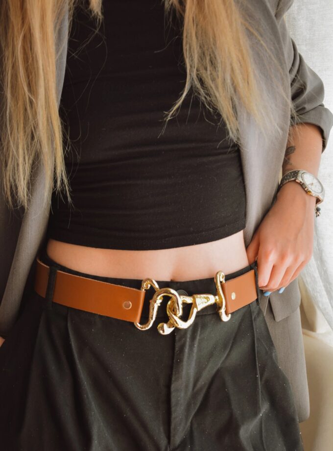 Eliana Leather Belt - Tabac lovebyhands.gr