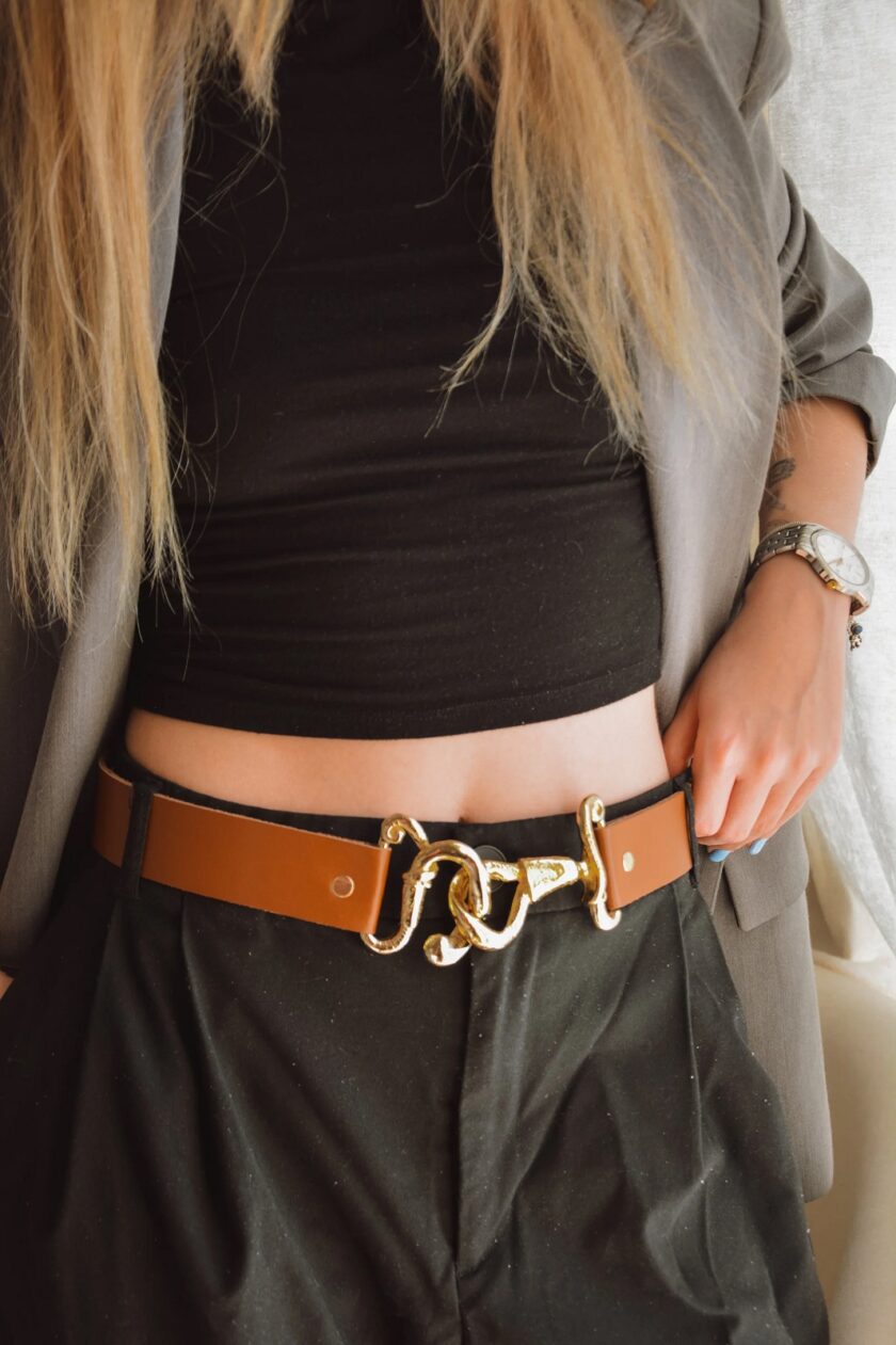 Eliana Leather Belt - Tabac lovebyhands.gr