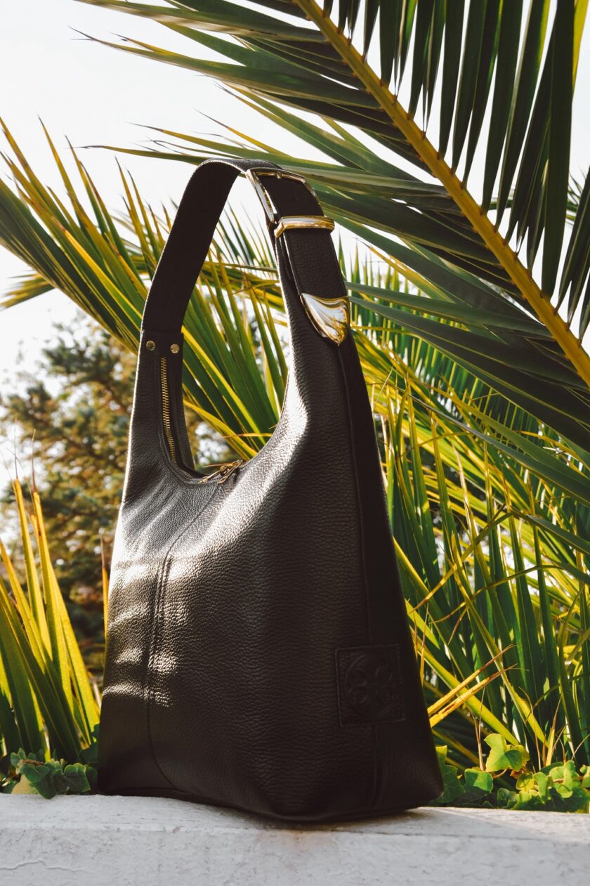 Serena Δερμάτινη Tote Bag - Μαύρο lovebyhands.gr
