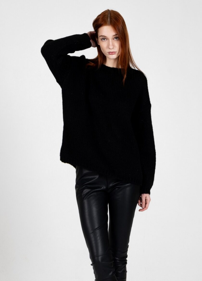 Mohair-lurex oversized πουλόβερ black lovebyhands.gr